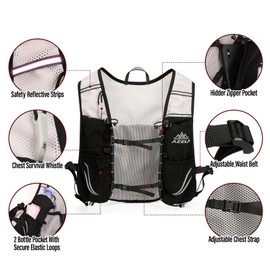 Viiotu Running Vest Backpack, Lightweight Breathable Hydration Vest with Reflective Strips, Multi-Functional Adjustable Running Vests Womens Men for Outdoor Running Hiking Cycling (Black, One Size)