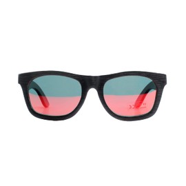 pandoo Bambus-Sonnenbrille mit Brillen-Etui, Schraubenzieher und Tasche - polarisiert & UV400 - Verspiegelte Gläser Orange & dunkler Bambus Rahmen - Holz/Damen/Herren/Unisex/