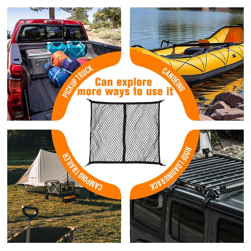 Powerful Cargo Net for Pickup Truck Bed Highly Elastic Mesh