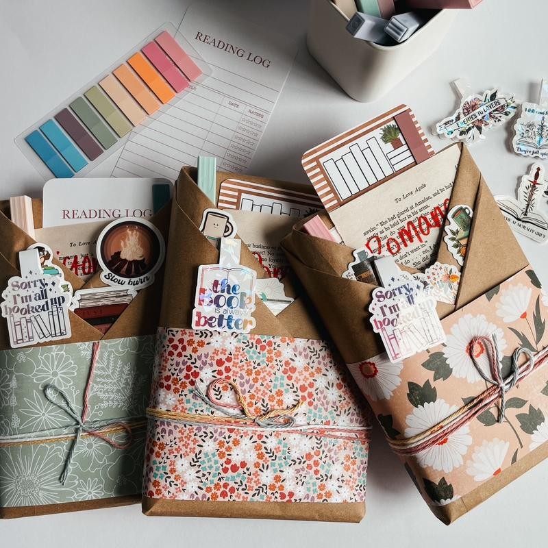 Blind date with a book with stickers, handmade magnetic bookmark,