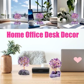 QINJIEJIE Amethyst Crystal Tree Crystals Healing Stones Reiki Natural Crystals Base Copper Wire Tree Life Spiritual Meditation Energy Room Office Desk Decor Purple Gifts for Women Men