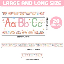 12 Pcs Alphabet Bulletin Board Set，Alphabet Poster Number 0-9 Line ABC Letters for Preschool Kindergarten Classroom Wall Decor (Rainbow)