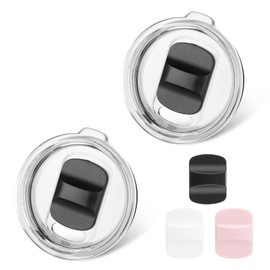 Tumbler Lids for Yeti, 2 Pack 20 oz Replacement Lids with 3 Magnetic Slider Compatible for YETI 20 oz Tumbler, 10/24 oz Mug and 10 oz Lowball, Slider Switch Spill Proof Tumbler Cover(Black/White/Pink)