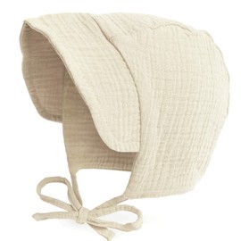 JELLYTREE - Gorro para bebé (transpirable, doble gasa, 6 m, 12 m, 24 m), 1 paquete: beige., 10-16 Meses