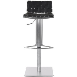 Safavieh Home Collection Mitchell Stainless Steel and Black Leather Adjustable Gas Lift 21.7-30.7-inch Bar Stool