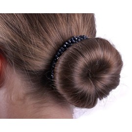 QHP Shine Hair Scrunchie with Square Beads for Beautiful Shine (Navy)