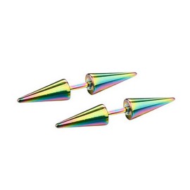 Unbranded Rivet Ear Piercing Plugs Faux Gauges Tunnel Earrings Spike Steel Stud Earrings - Colorful