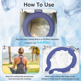 Neck Cooling Tube with Insulated Bag, Reusable Body Cooling Products Wearable Neck Coolers for Hot Weather in Summer (Navy Blue)