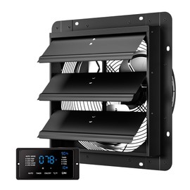 CAMMOO 14 Inch EC Motor Shutter Exhaust Fan, 6 Inch Large Touchscreen Controller for Temp Humidity and Speed Control, 10-Speed Wall Mount Fan for Attic, Greenhouse, Garage, Chicken Coop Ventilation