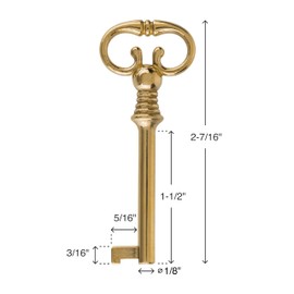 UNIQANTIQ HARDWARE SUPPLY Solid Brass Skeleton Key for Cabinet, Grandfather Clock Doors, Dresser Drawers - Hollow Barrel Key Replacement - Antique Skeleton Keys for Furniture | UA-52SK