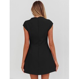 DAAWENXI Women's Sexy Mock Neck Cap Sleeve Mini Dress Summer Bodycon Club Party Dresses Black