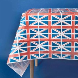 Union Jack Paper Tablecover – Red, White & Blue British Party Table Cloth for UK Tea Parties, VE Day & 80th Anniversary Decorations – 2.6 x 1.4m Patriotic Tableware Cover