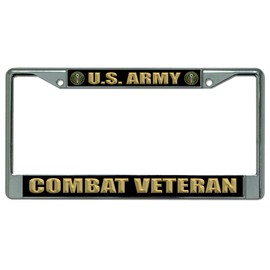 U.S. Army Combat Veteran Chrome License Plate Frame