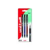 UM-153S Gel Impact Rollerball 3pc Blister Black/Blue/Red Plastic Free Packaging
