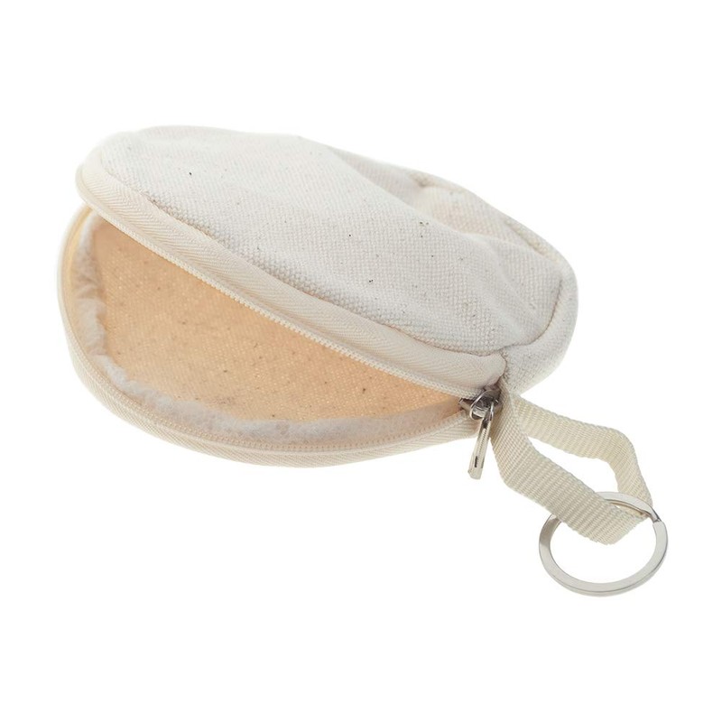 Muka 6-Pack Round Keychain Pouch, Natural Cotton Canvas Ear Bud