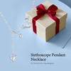 Brisskaari Stethoscope Necklace for Women, 925 Sterling Silver Austrian Crystal