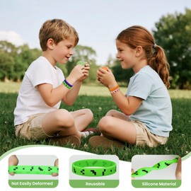 Randota 24 Pcs Pixel Silicone Bracelets for Kids - Party Favors, Birthday Decorations, Valentines Day Classroom Gifts, Small Size Geometric Theme Wristbands