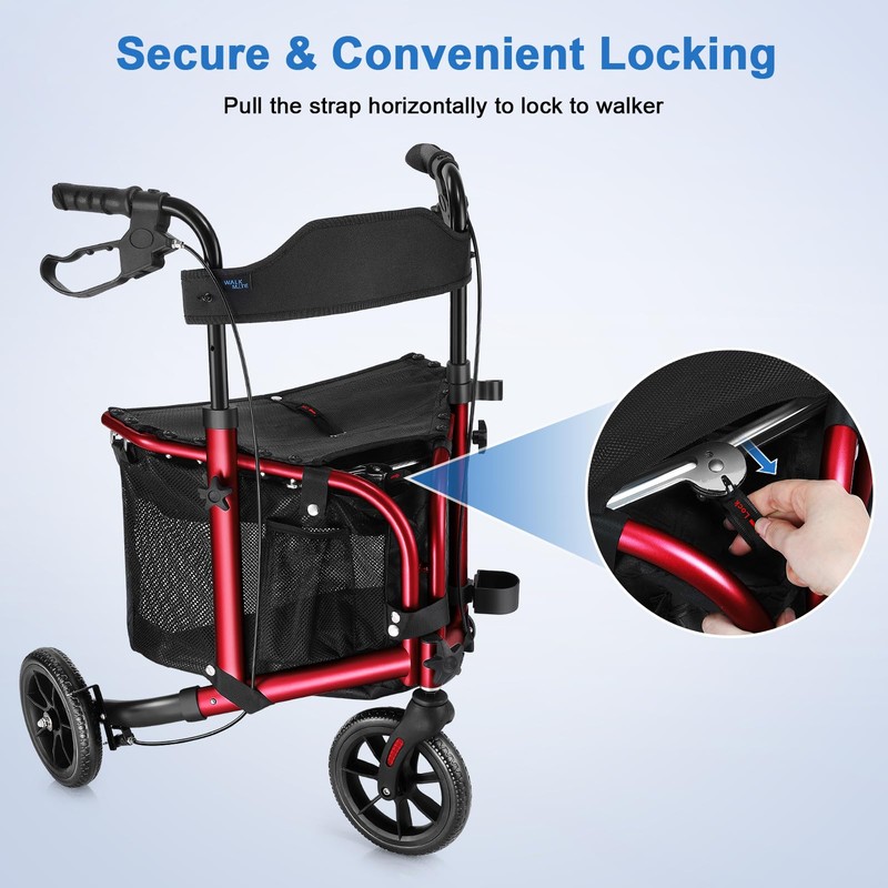 WALK MATE 3 Wheel Rollator Walker with Seat for Slim
