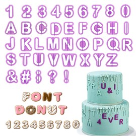 dinghaole 40 Stück Fondant Ausstecher Set, Buchstaben und Zahlen zum Dekorieren von Zuckerpaste, Keksen und Torten, Buchstaben, Zahlen und Satzzeichen zum Dekorieren von Torten, Zubehör zum Back