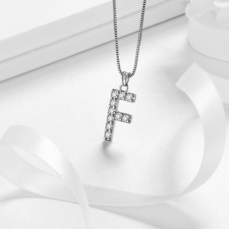 Aurora Tears 26 Letters Necklace/Stud Earrings, 925 Sterling Silver, Initial