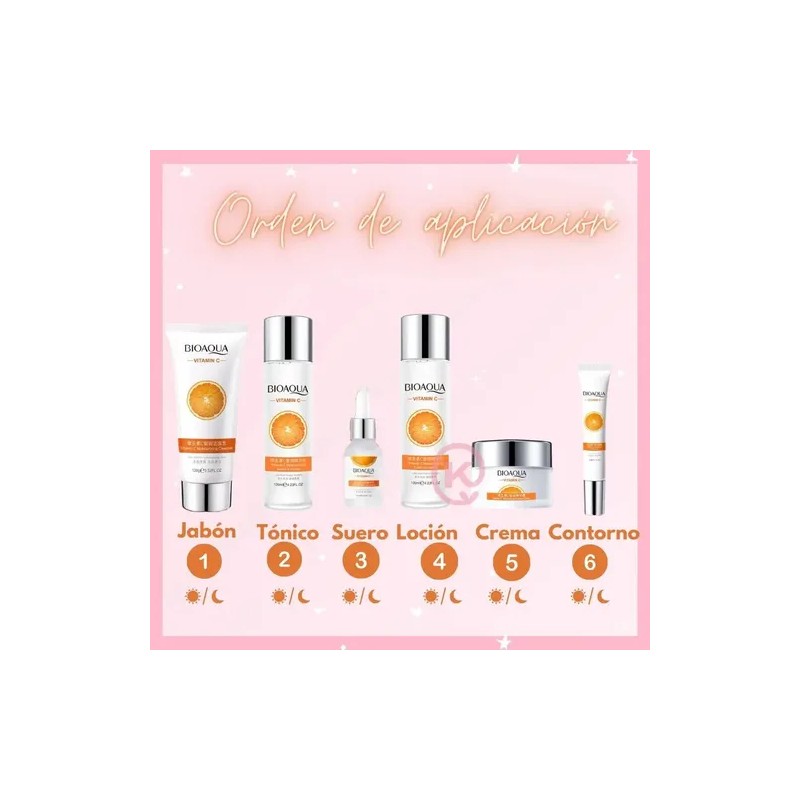 Kit Vitamina C Bioaqua Facial Aclarante Hidratante 6 Piezas