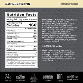 BSN SYNTHA-6 Edge Protein Powder, Vanilla Protein Powder with Hydrolyzed Whey, Micellar Casein, Milk Protein Isolate, Low Sugar, 24g Protein, Vanilla Milkshake, 48 Servings