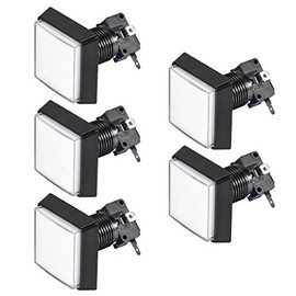uxcell Game Push Button 50x50 Square 12V LED Illuminated Push Button Switch with Micro switch for Arcade Video Games White 5pcs