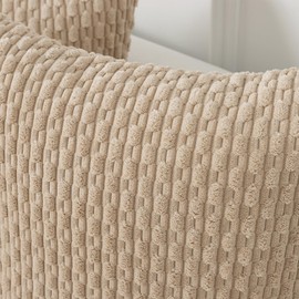 Kevin Textile Throw Pillow Covers Soft Corduroy Decorative Set of 2 Boho Striped Pillow Covers Pillowcases Farmhouse Home Decor for Couch Bed Sofa Living Room 16x16 Inch Beige