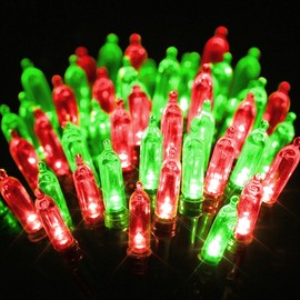 LYHOPE - Juego de 2 luces de Navidad de 33 pies, 100 luces LED de Navidad, impermeables, 8 modos, funciona con pilas, para exteriores e interiores, árbol de Navidad, coronas, decoración navideña (rojo