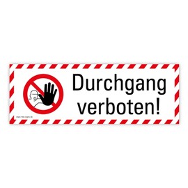 Sticker Combi Sticker "Durchgang verboten!" Warning Symbol ISO 7010 | 21 x 7.4 cm Made in Germany