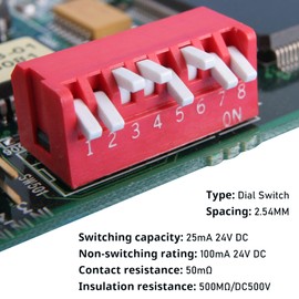 40pcs Double Row Dip Switch 1 2 3 4 6 8 10 12 Pin DIP Switch Assortment 2.54mm Slip Type Red Rocker Switch for Circuit Breadboards PCB Circuit Board
