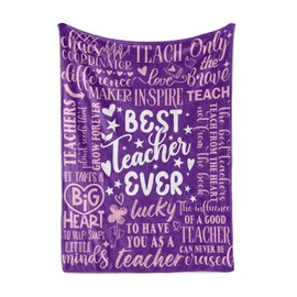 Huglanket Teacher Appreciation Gifts for Women Men, Flannel Blanket Throws with Message for All Teachers, Birthday, Christmas, Retirement Gift (50"x 65") - Violet
