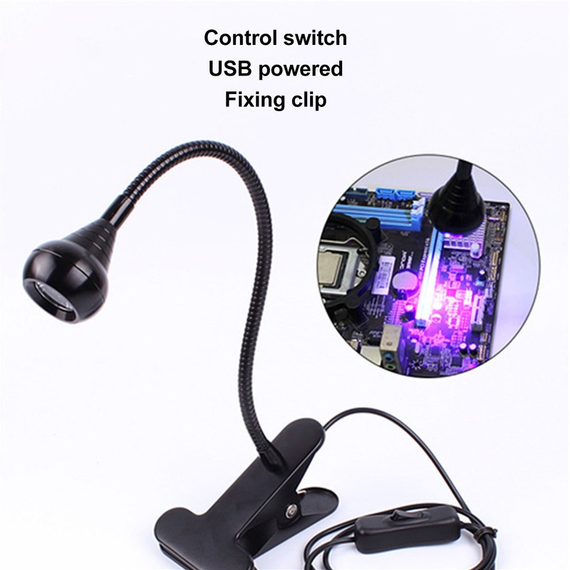 UV Lamp USB Powered Adjustable Stand 395nm Clip On UV