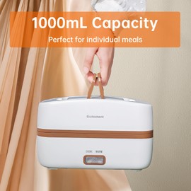 Eamoment Brown Electric Lunch Box Food Heater 270W 304 Stainless Steel,1000mL Standard Capacity.Heating/Cooking/Keep Warm,Portabler for Adults/Work/WomanUHLB-1.5S001W (Electric Lunch Box Food Heater)