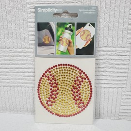 Simplicity Softball Baseball Cling Decal Rhinestone Adhesive 2 3/4" New