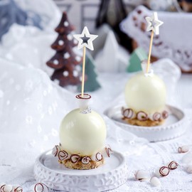 Minisland Big White Star Cocktail Picks, 5.5 Inch Long Bamboo Fancy Toothpicks for Appetizers, Decorative Independence Day Christmas Party Food Drinks Garnish Fruit Skewer Sticks 50 Counts - MSL434