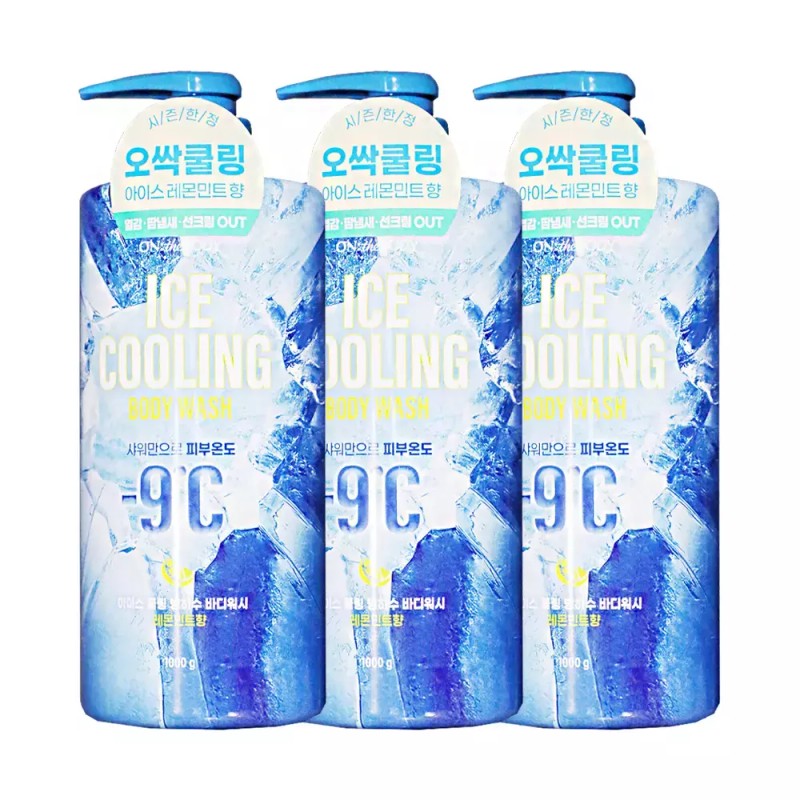 LG 엘지 온더바디 아이스 쿨링 빙하수 바디워시 레몬민트향 1000g 3개