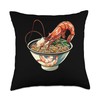 Cherry Shrimp Eating Ramen Throw Pillow