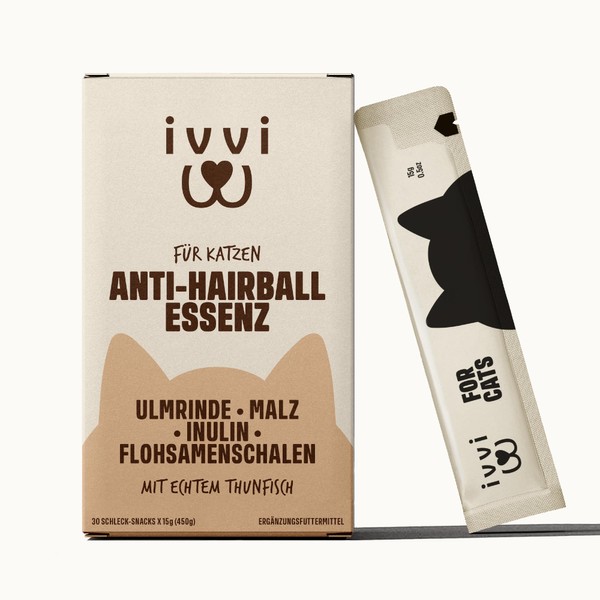 ivvi Anti-Hairball Essence for Cats - Snack Snack with Malt,