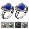 Holibanna 2Pcs Stainless Steel Changing Color Mood Ring Adjustable Open