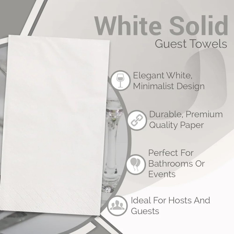 White Solid Guest Towels - Pack Of 20 - Absorbent