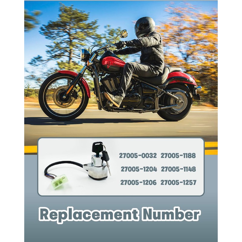 OWNDR Ignition Switch with Keys Fit for Kawasaki EN400 EN500