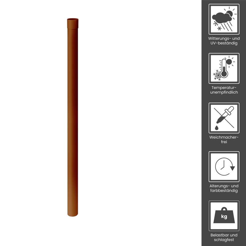INEFA Downpipe 100 cm, PVC DN75 / 75 mm, Brown,