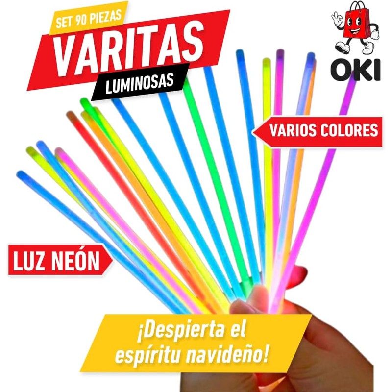 Glow Sticks para fiestas – Kit 90 barras + 90