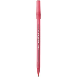 BIC Round Stic Xtra Life Red Ballpoint Pens, Medium Point (1.0mm), 10-Count Pack of Bulk Pens, Flexible Round Barrel for Writing Comfort, No. 1 Selling Ballpoint Pens