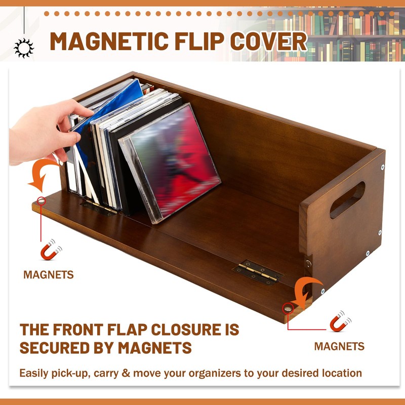 CroBlissful 2 Set Wooden CD Storage Box Holder Shelf Cassette