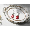 Filigree Swirl Teardrop Reconstructed Red Coral Inlay .925 Sterling Silver