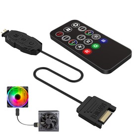 ARGB Controller Remote for ARGB Splitter, SATA Power RGB Fans Controller, PC RGB Case Fans, RGB Fans, PC Computer Case, 5V 3-Pin 14 Key Remote Control Switch RGB Fan Hub