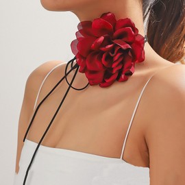 MIQIQAO Black Gothic Velvet Flower Choker Necklace for Women and Girls