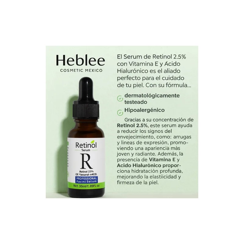 Suero Facial Retinol 2.5% Con Acido Hialuronico 30ml